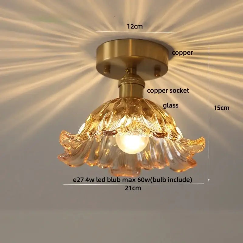 Modern nordic clear glass and gold ceiling light fixture bedroom lamp