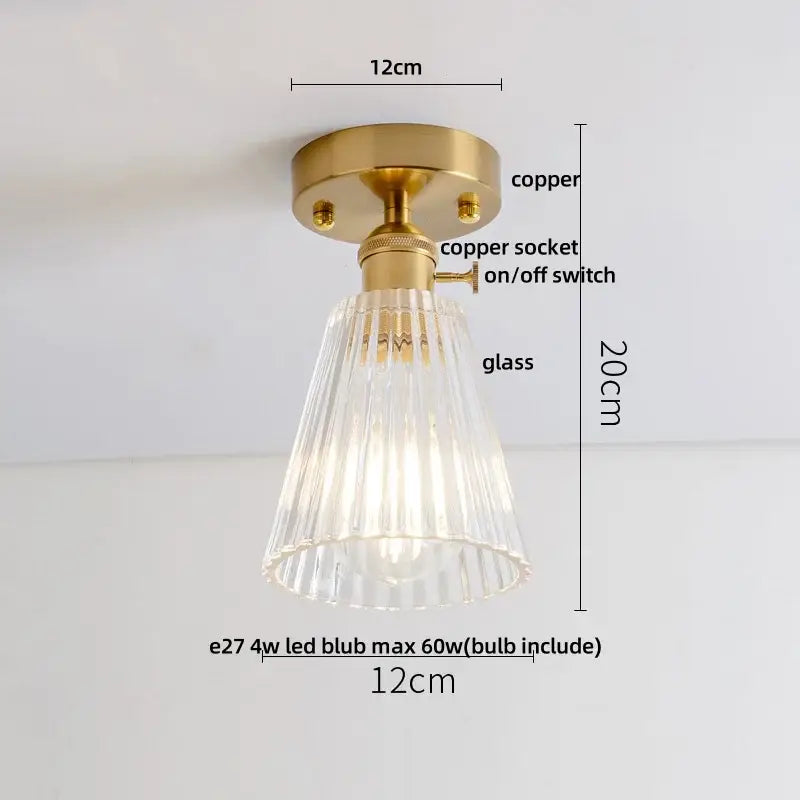 Modern nordic clear glass and gold ceiling light fixture bedroom lamp