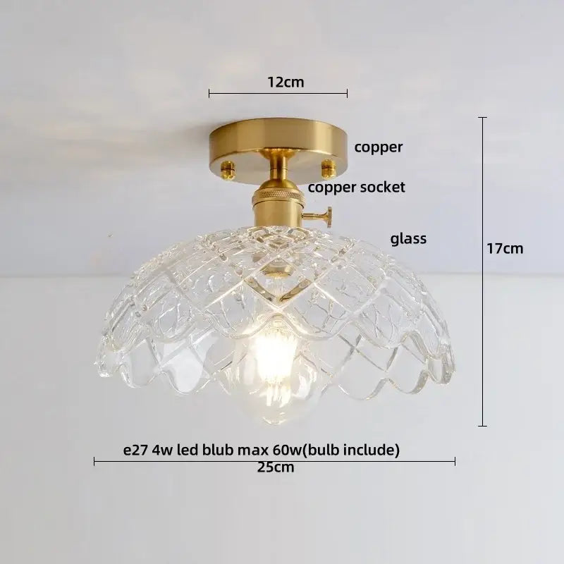 Modern nordic clear glass and gold ceiling light fixture bedroom lamp