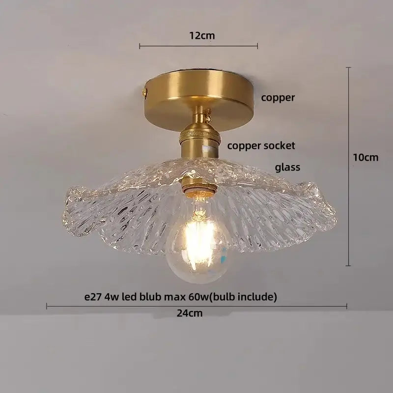 Modern nordic clear glass and gold ceiling light fixture bedroom lamp