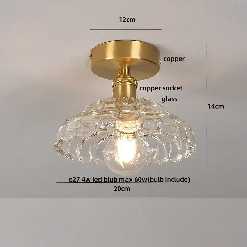 Modern nordic clear glass and gold ceiling light fixture bedroom lamp