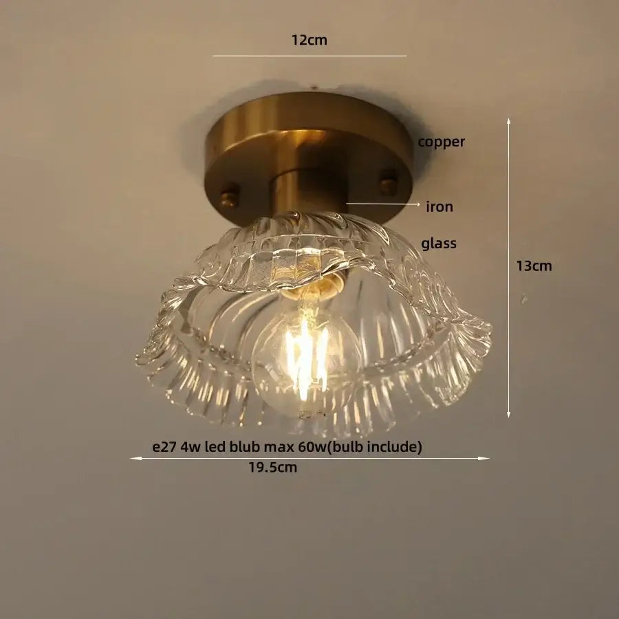 Modern nordic clear glass and gold ceiling light fixture bedroom lamp