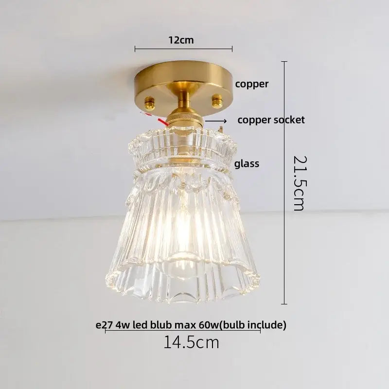 Modern nordic clear glass and gold ceiling light fixture bedroom lamp