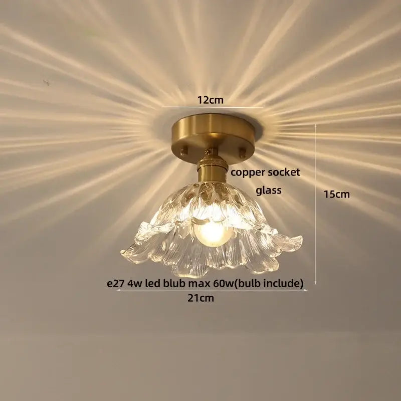 Modern nordic clear glass and gold ceiling light fixture bedroom lamp