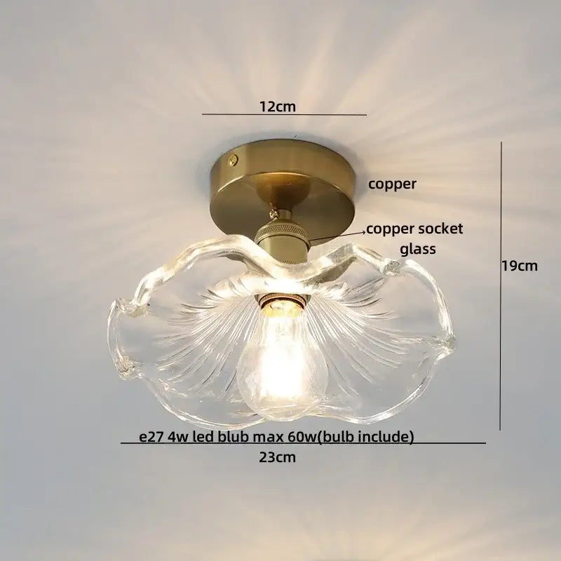 Modern nordic clear glass and gold ceiling light fixture bedroom lamp