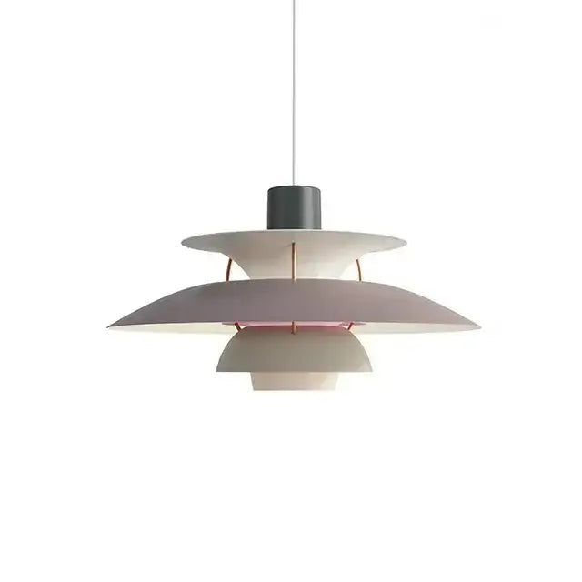 Modern orange & white tiered umbrella pendant light for kitchen