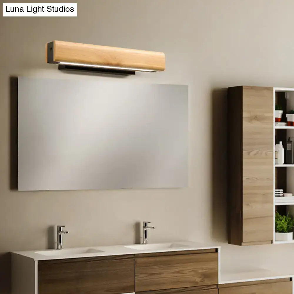 Modern rectangular wood led sconce bathroom vanity light fixture