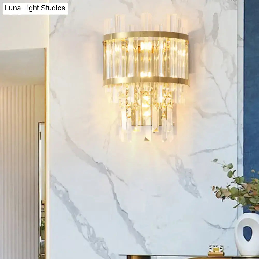 Modern silver crystal tiered wall mounted light dining room fixture