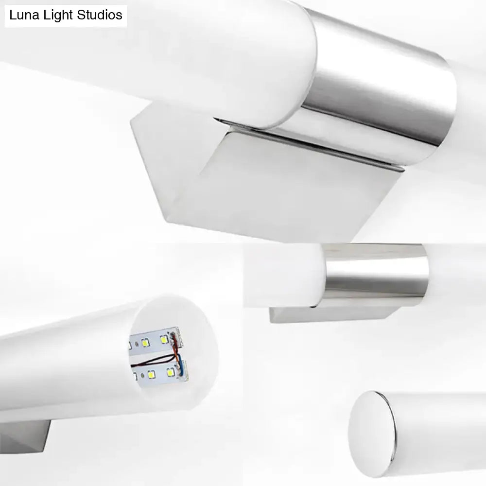 Modern silver led wall light – bathroom chrome sconce