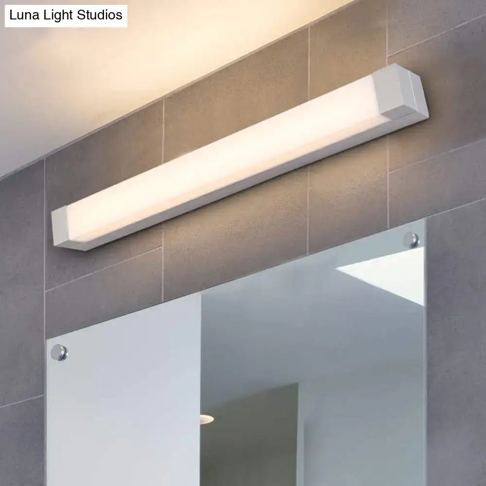 Modern silver rectangular led vanity light flush mount bathroom sconce