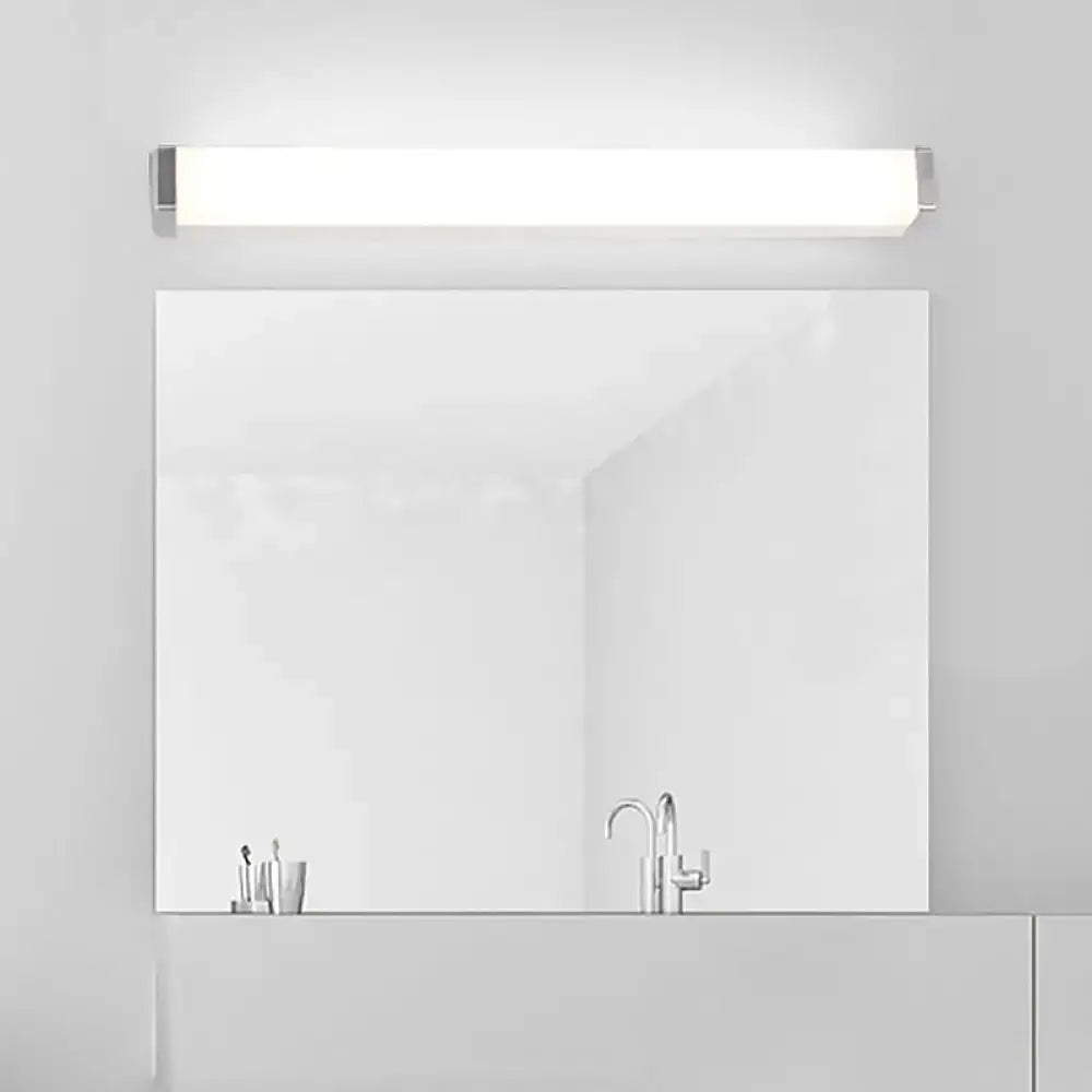Modern silver rectangular led wall light bathroom warm white