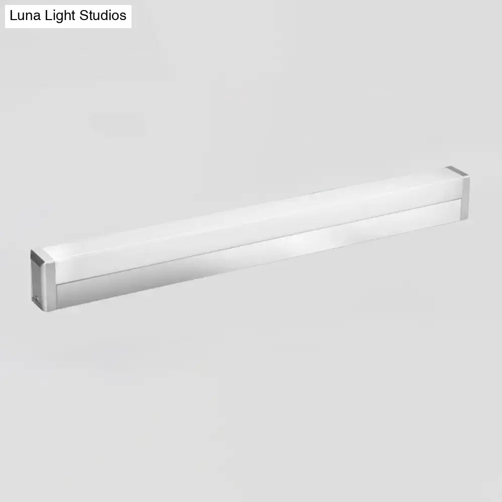 Modern silver rectangular led wall light bathroom warm white