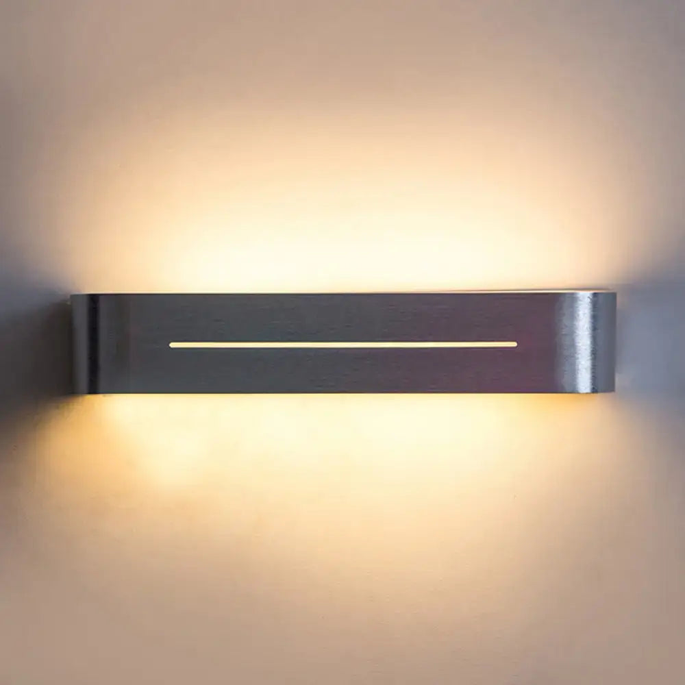 Modern silver rectangular led wall sconce with aluminum shade bedroom
