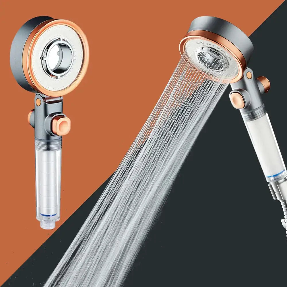 Modern silver & rose gold dual-sided shower head – bathroom filter
