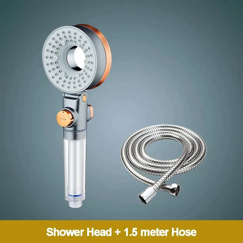 Modern silver & rose gold dual-sided shower head – bathroom filter