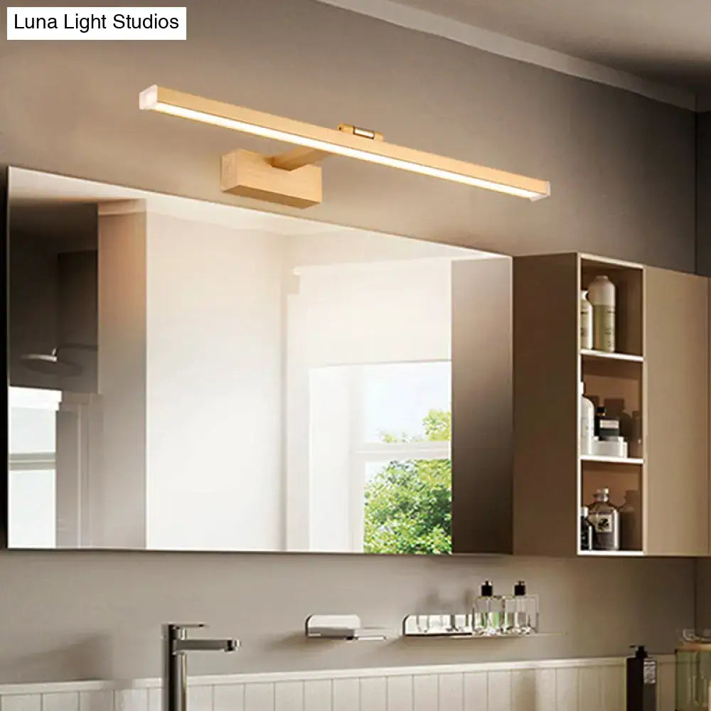 Modern silver wood grain metal linear vanity mirror light bathroom