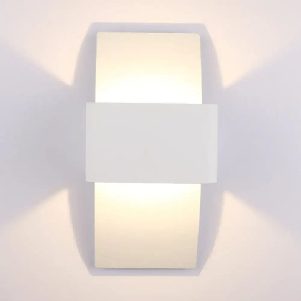 Modern sleek white wall sconce – bedroom warm led light