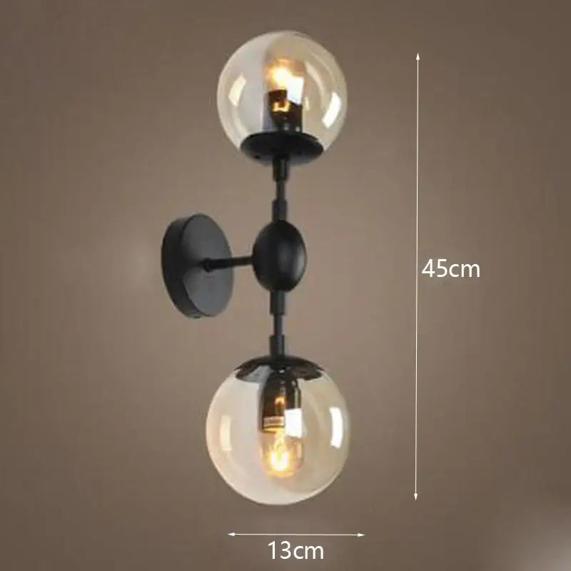 Modern smoked glass beans wall lamp bedroom light fixture