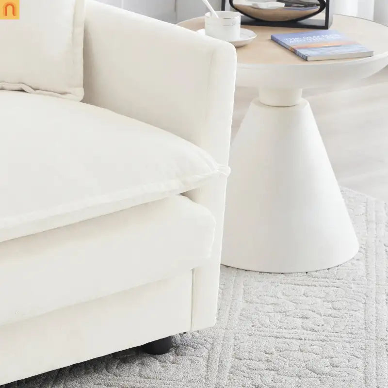 Sofa Set Modular Chenille White Deep Seat 7-Seat 3-Piece