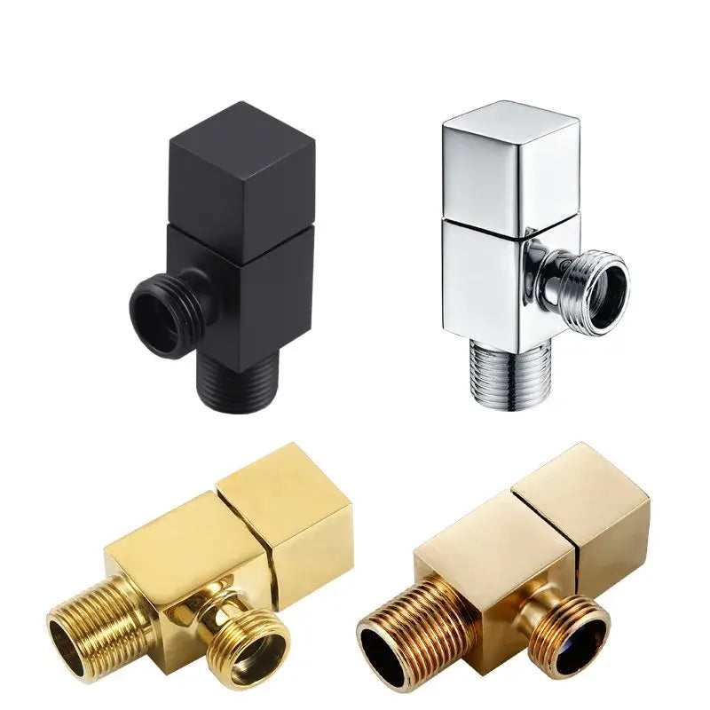 Modern square brass black angle valve bathroom water control