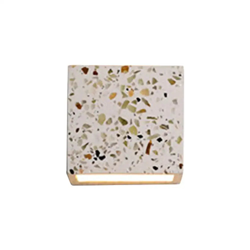 Modern terrazzo square wall light bedroom e26 e27 speckled sconce