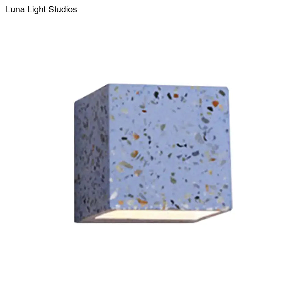Modern terrazzo square wall light bedroom e26 e27 speckled sconce