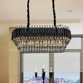 Modern tiered black & clear crystal ceiling light kitchen island