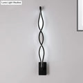 Modern twisted black & white led wall sconce bedroom light