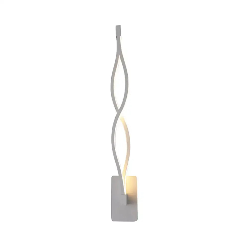Modern twisted black & white led wall sconce bedroom light