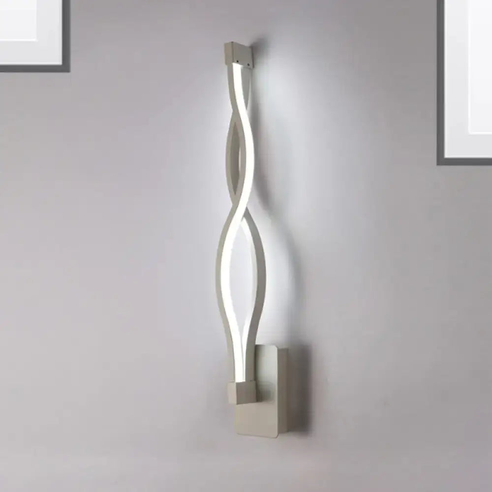 Modern twisted black & white led wall sconce bedroom light
