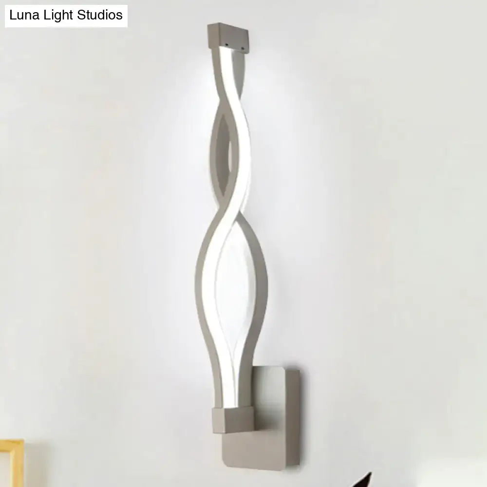 Modern twisted black & white led wall sconce bedroom light