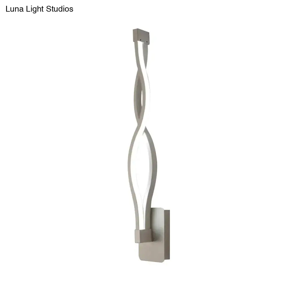 Modern twisted black & white led wall sconce bedroom light
