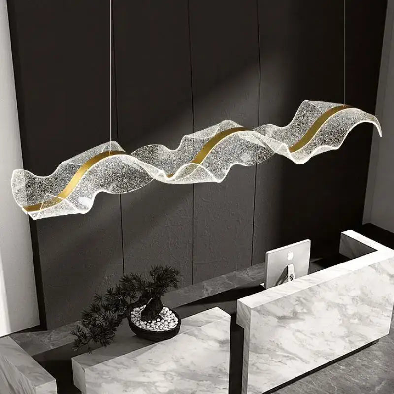 Modern white and gold acrylic ribbon led pendant – dining room light