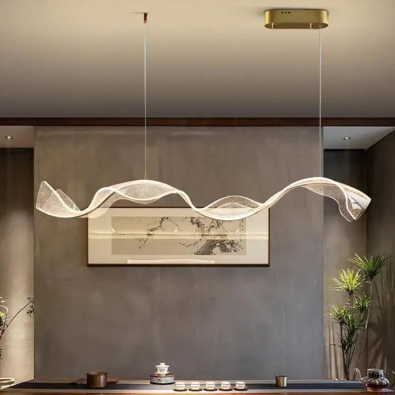 Modern white and gold acrylic ribbon led pendant – dining room light