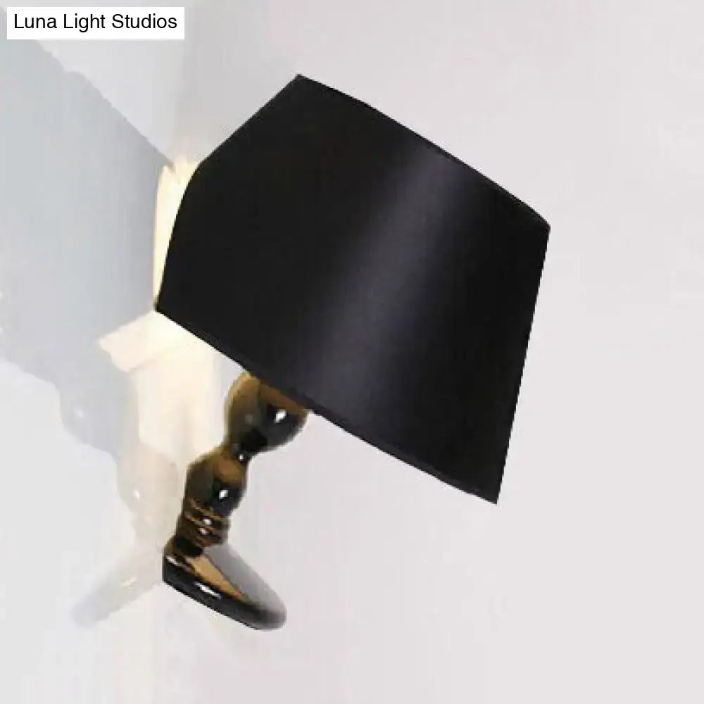 Modern white black cone ceramic wall sconce bedroom fabric light