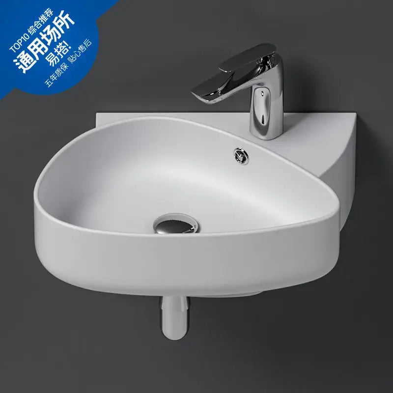 Modern white ceramic wall mounted wash basin bathroom sink