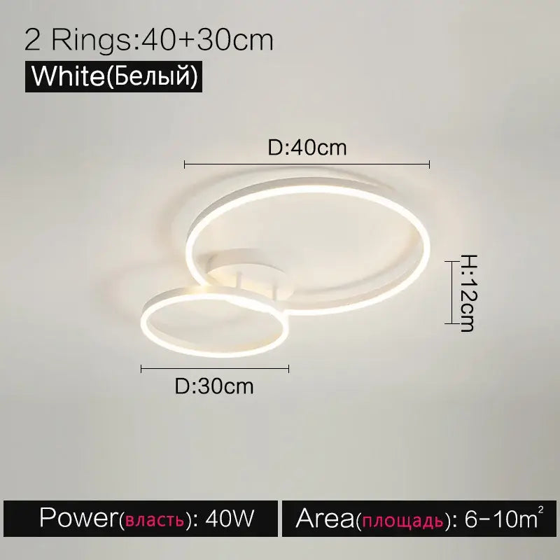 Modern white circular led decorbites ceiling lamp set for bedroom