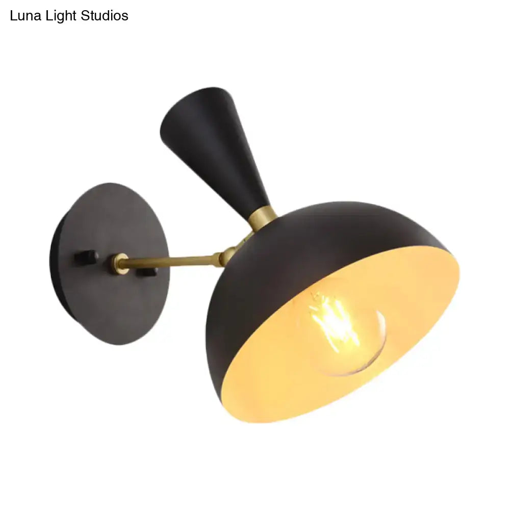 Modern white & copper rotating node dome sconce bedroom light