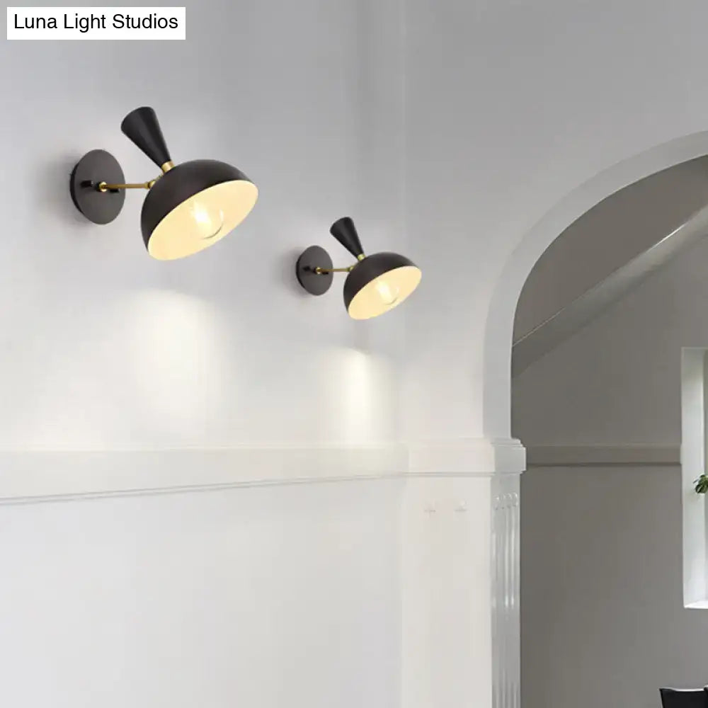 Modern white & copper rotating node dome sconce bedroom light