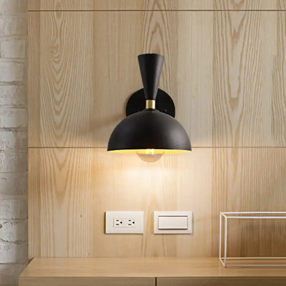 Modern white & copper rotating node dome sconce bedroom light