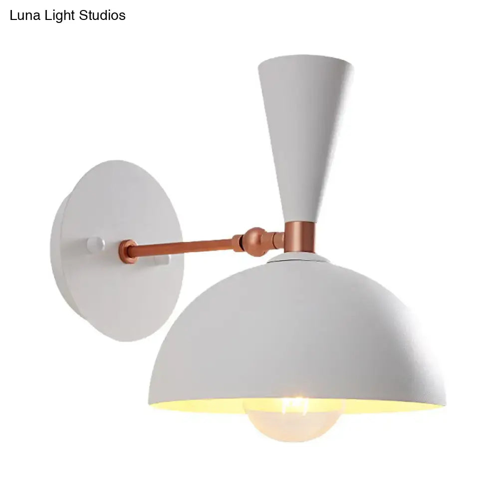 Modern white & copper rotating node dome sconce bedroom light