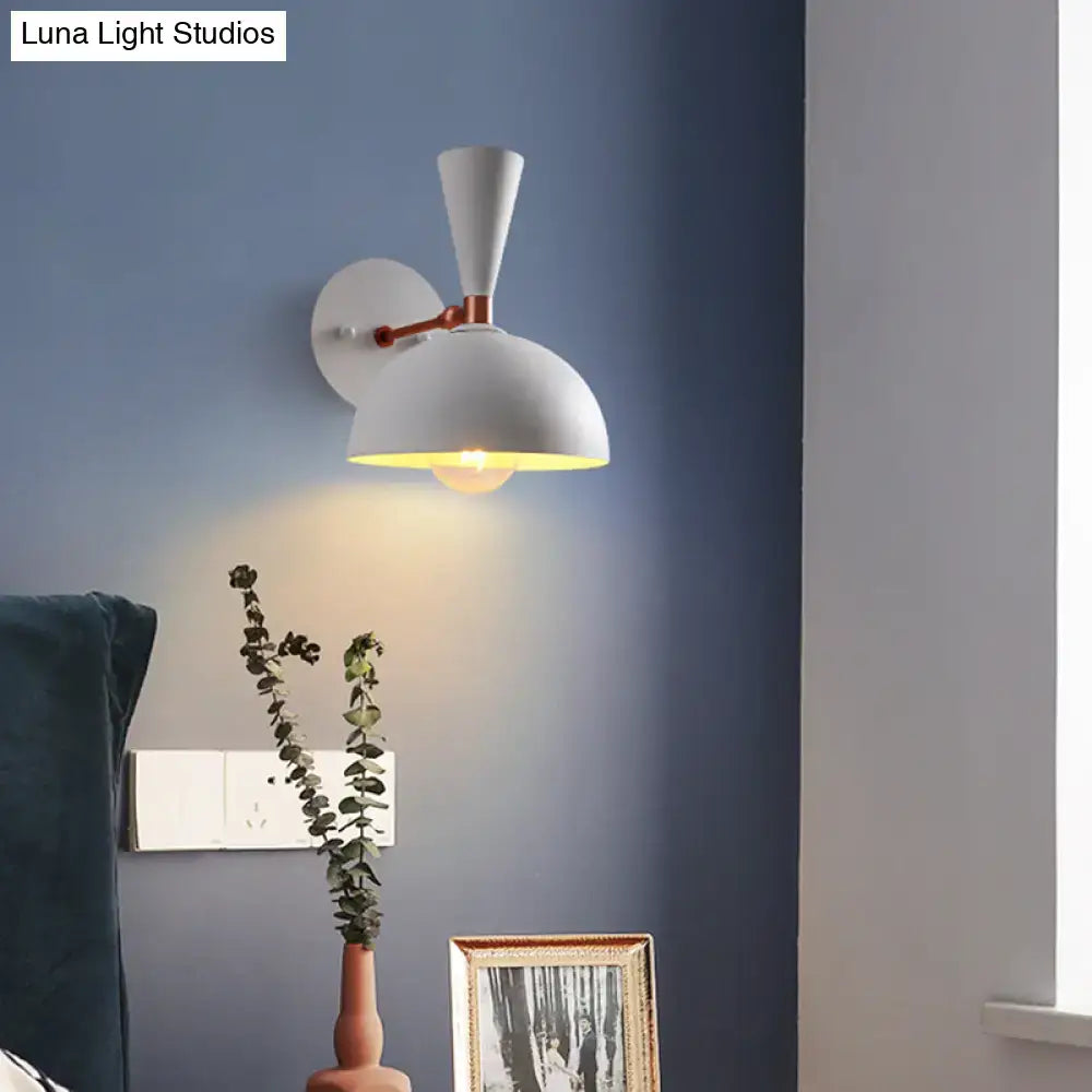 Modern white & copper rotating node dome sconce bedroom light
