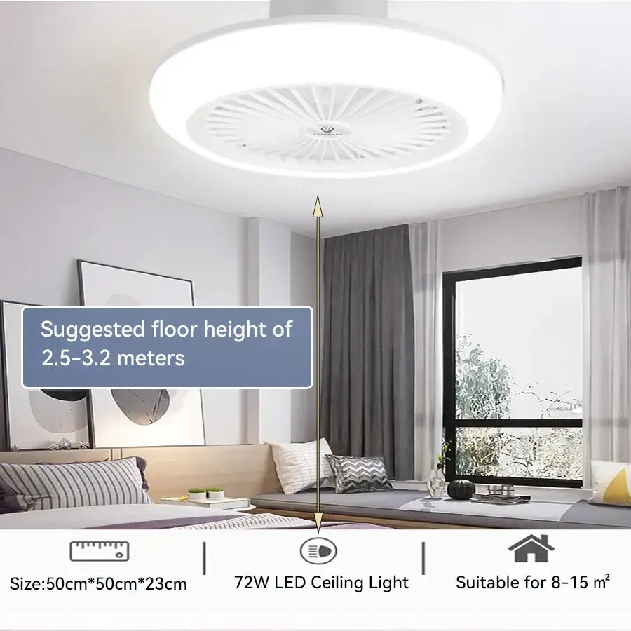 DecorBites™ Ceiling Fan Light with Remote Control, Silent Operation for Bedroom, Living Room