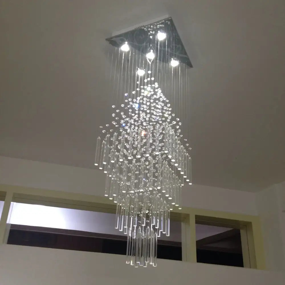 DecorBites™ Crystal Ceiling Chandelier: Modern Elegant Living Room & Staircase Light Fixture