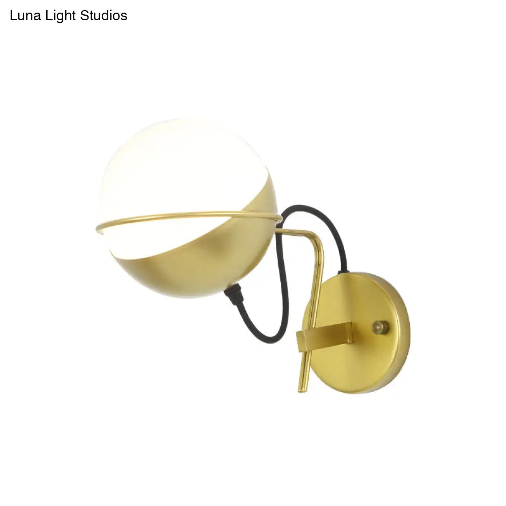 DecorBites™ Modern White Glass Globe Wall Sconce with Golden Mount