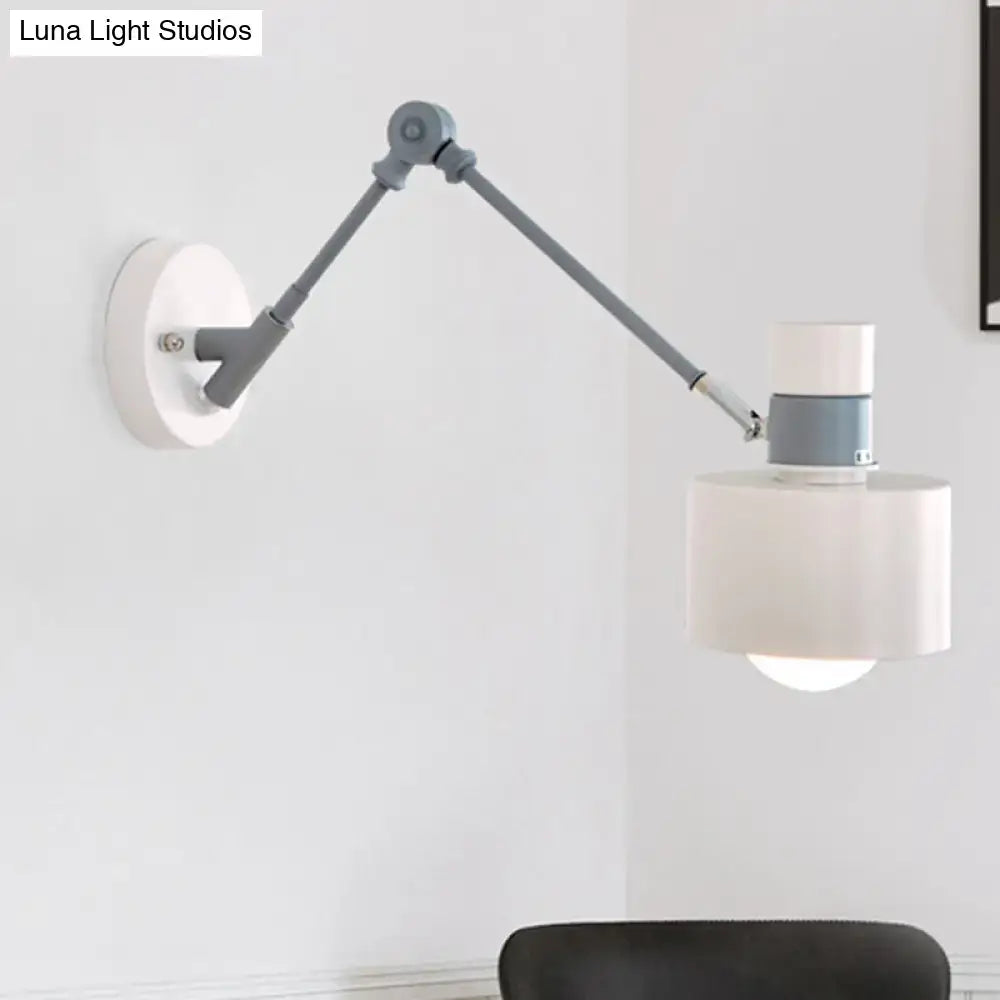 Modern white & grey adjustable wall sconce light bedroom fixture