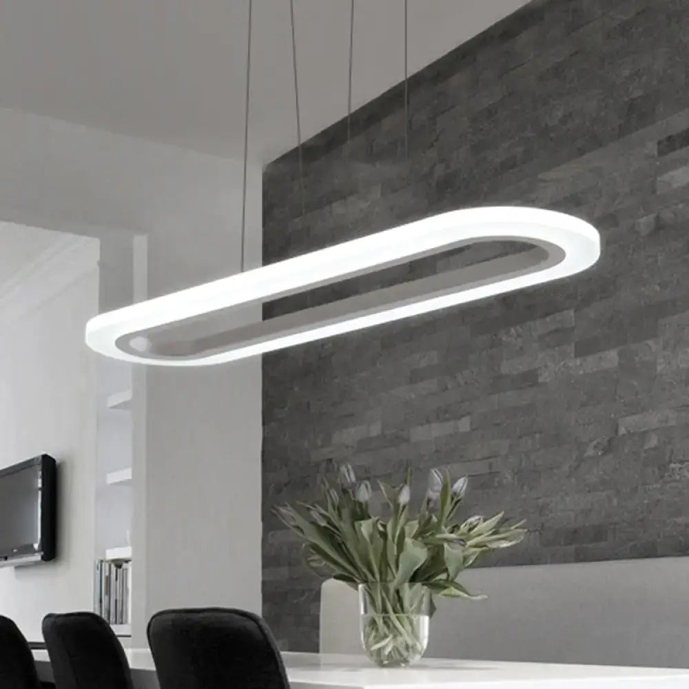 Modern white oval led office island ceiling light