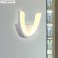 Modern white u-shaped led wall sconce – bedroom warm & white light