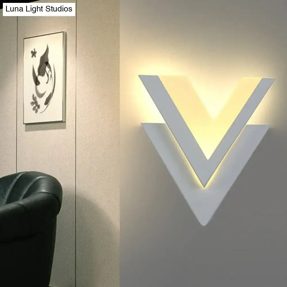 DecorBites™ Modern V-Shaped LED Wall Sconce in White