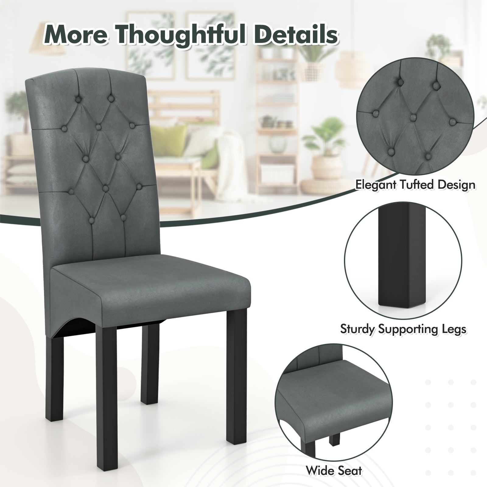 Modern Dining Chair with High Backrest High-density Sponge Cushion